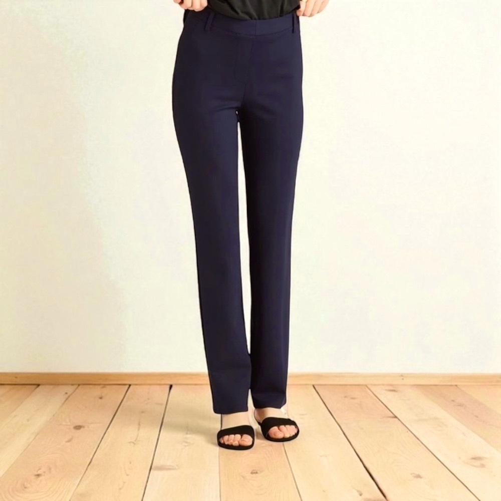 QUINCE Black Ultra-Stretch Ponte Straight Leg Pull-on Pants Size Medium Petite